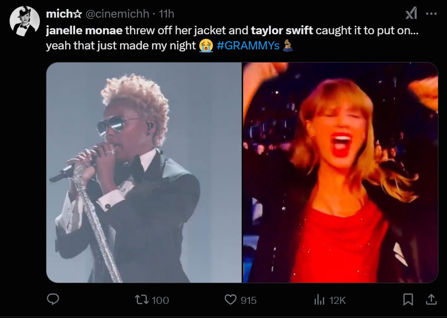 Taylor Swifts 2025 Grammy night includes rocking Janelle Monáes jacket