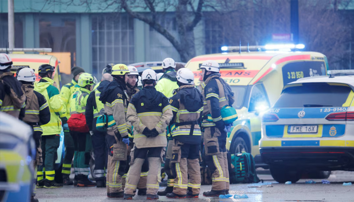 Emergency personnel and police officers work at the adult education center Campus Risbergska school after a shooting attack in Orebro, Sweden, February 4, 2025. — Reuters