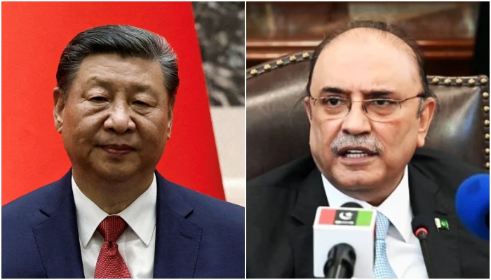 From left: Chinese President Xi Jinping and President Asif Ali Zardari. — Reuters/X/@MediaCellPPP/File