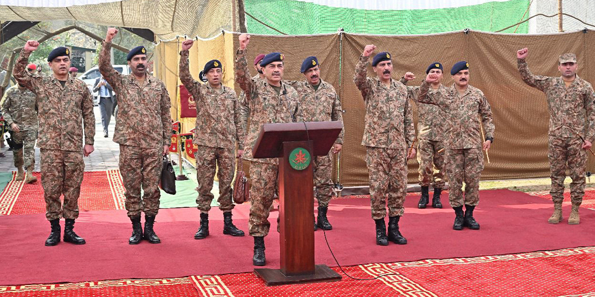 The chief of staff of the army (COAS), General Syed Asim Munir during his visit to the 