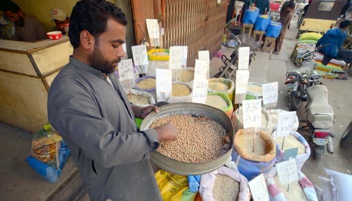 Daily use items are sold in a Jodia Bazar store in Karachi on February 3, 2025. - Ppi