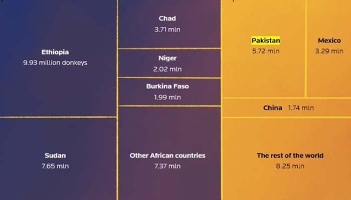 World donkey population as of 2022. —Reuters