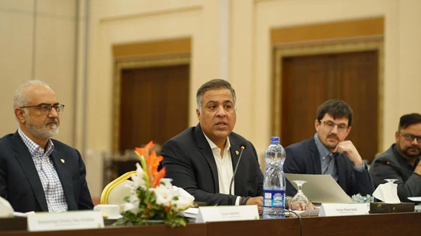 Pakistan Football Federations (PFF) Normalisation Committees Chairman Haroon Malik speaks during the Extraordinary Congress meeting in January. — PFF/File