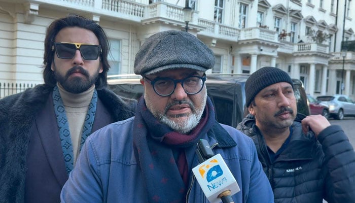 Former special assistant to the prime minister Mirza Shahzad Akbar speaking to journalists outside High Commission in Knightsbridge, London, February 6, 2025. — Reporter