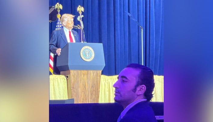 PPP Chairman Bilawal Bhutto-Zardari attends the National Prayer Breakfast as US President Donald Trump addresses the event in Washington, US, February 7, 2025. — X/@MediaCellPPP