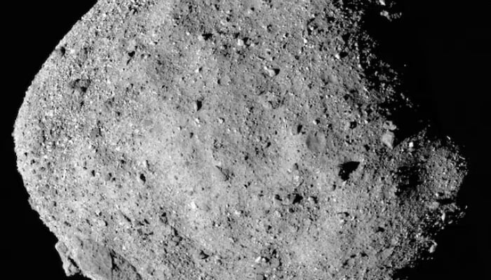 This mosaic image of asteroid Bennu, composed of 12 PolyCam images collected on December 2, 2018 by the OSIRIS-REx spacecraft from a range of 24 km. — Reuters