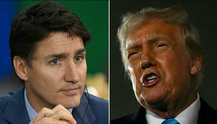 This combination of pictures created on February 03, 2025 shows Canada´s Prime Minister Justin Trudeau in Rio de Janeiro, Brazil, on November 19, 2024 and US President Donald Trump at Joint Base Andrews in Maryland on February 2, 2025. — AFP