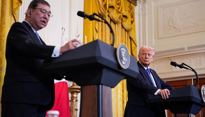 US President Donald Trump holds a joint press conference with Japanese Prime Minister Shigeru Ishiba in the East Room at the White House in Washington, US, February 7, 2025. — Reuters