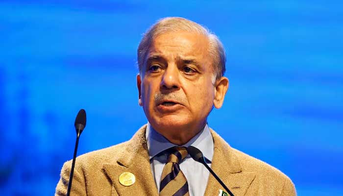 Prime Minister Shehbaz Sharif speaks during COP27 climate summit in Egypts Red Sea resort of Sharm el-Sheikh, Egypt, November 8, 2022. — Reuters