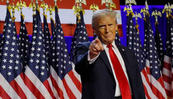 Donald Trump takes the stage to address supporters at his rally, at the Palm Beach County Convention Centre in West Palm Beach, Florida, US, November 6, 2024. — Reuters