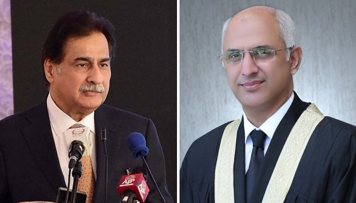 National Assembly Speaker Ayaz Sadiq (left) and IHC Justice Mohsin Akhtar Kayani. — NA/IHC/file