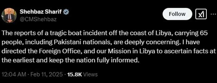 At least 16 Pakistanis confirmed dead, 10 missing in Libya boat tragedy: FO