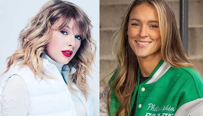 Kylie Kelce addresses silly rumors about how she and Taylor Swift met