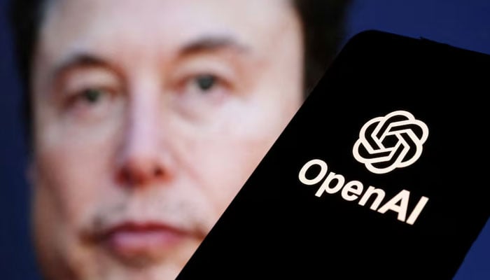 OpenAI logo is seen in front of Elon Musk photo in this illustration taken March 11, 2024. — Reuters