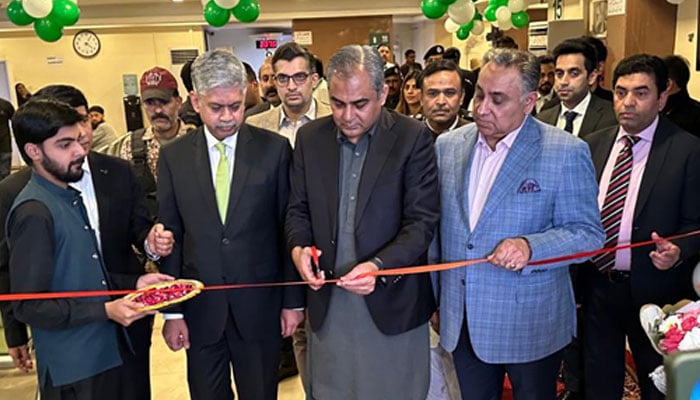 Interior Minister Mohsin Naqvi inaugurates Passport Office at Nadra Mega Centre in Karachi on February 12, 2025. — Facebook@NADRAPAKISTANOFFICIAL