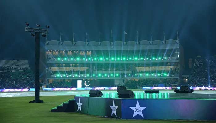 Dazzling light show at the inauguration ceremony of renovated Gaddafi Stadium Lahore on February 7, 2025. — PCB