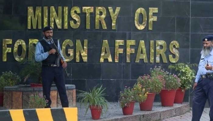 Security agents are held outside the Ministry of Foreign Affairs in Islamabad in this undated image. - AFP / File