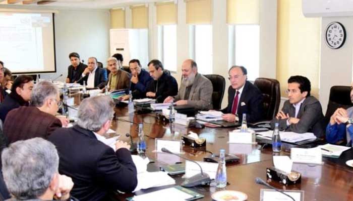 The Federal Minister for Finance and Income, Senator Muhammad Aurangzeb, chairing a meeting of the Economic Coordination Committee (ECC) of the Cabinet to the Finance Division, Islamabad, February 14, 2025. - App