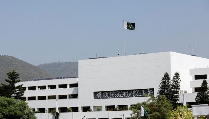 A general view of the parliament building in Islamabad on March 25, 2022. — Reuters