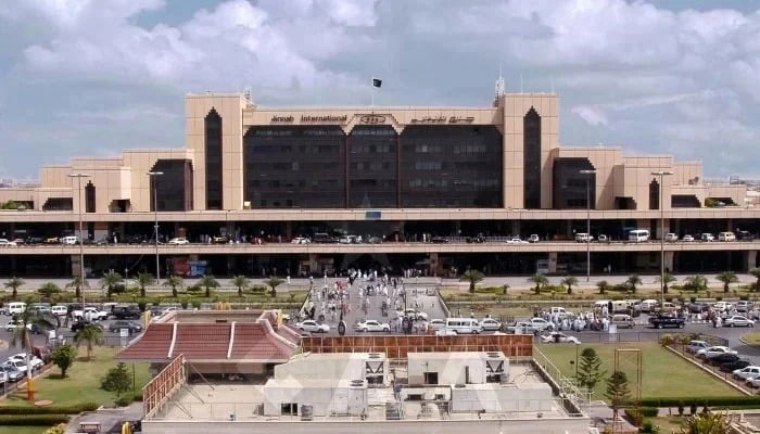 The image shows front view of Jinnah International Airport in Karachi. — Karachi Airport website/ File