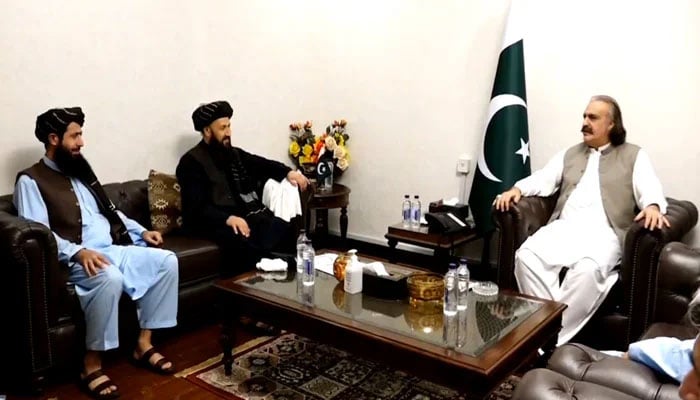 Khyber Pakhtunkhwa Chief Minister Ali Amin Gandapur meets Afghan diplomats in Peshawar on September 12, 2024. — Screengrab via video on X@GovernmentKP