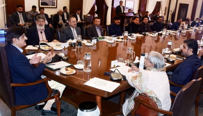 Sindh Chief Minister Syed Murad Ali Shah presides over a cabinet meeting at CM House, February 15th, 2025.— Facebook@SindhCMHouse