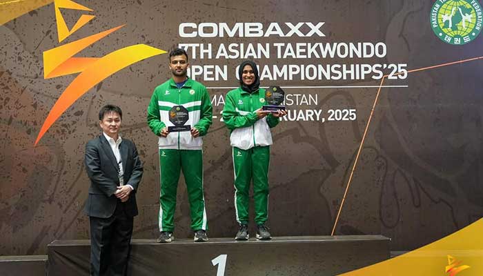 Pakistani players at Combaxx 7th Asian Taekwondo Open Championships, Islamabad, February 15, 2025. — Instagram/@taekwondopakistan