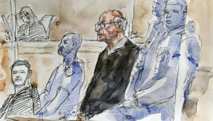 Court sketch of Joel Le Scouarnec at his first trial in 2020. — AFP/File