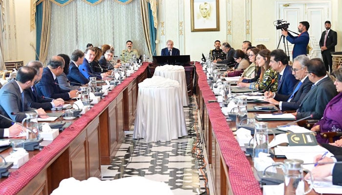 A delegation of World Bank Executive Directors calls on Prime Minister Shehbaz Sharif in Islamabad on February 17, 2024. — PID