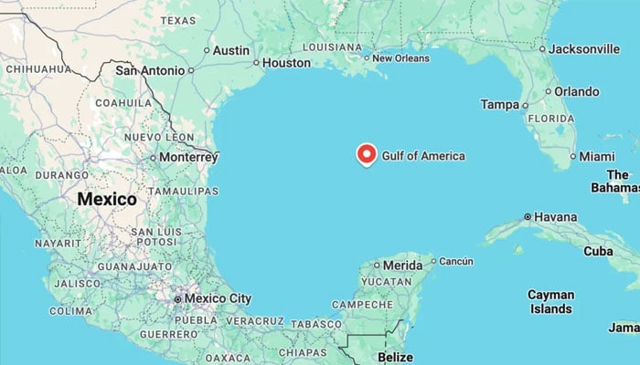 A Google map now showing the Gulf of America. — Google/File