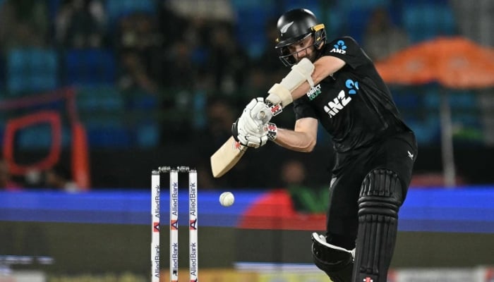 Kane Williamson shapes to hit out, Pakistan vs New Zealand, ODI tri-series, Karachi, February 14, 2025. — AFP