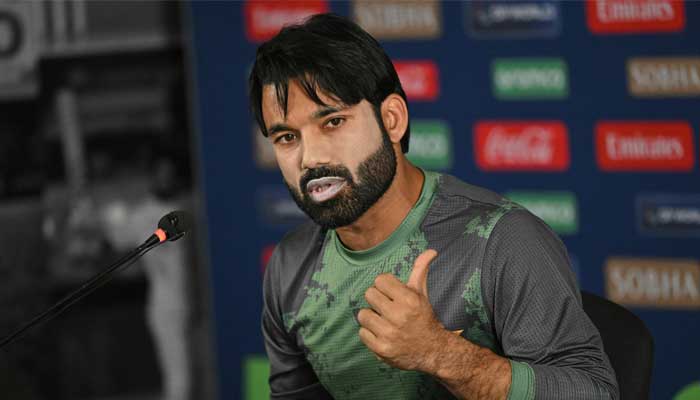 Pakistan captain Mohammad Rizwan addresses presser at National Stadium in Karachi on February 18, 2025, on the eve of their ICC Champions Trophy one-day international match against New Zealand. — AFP