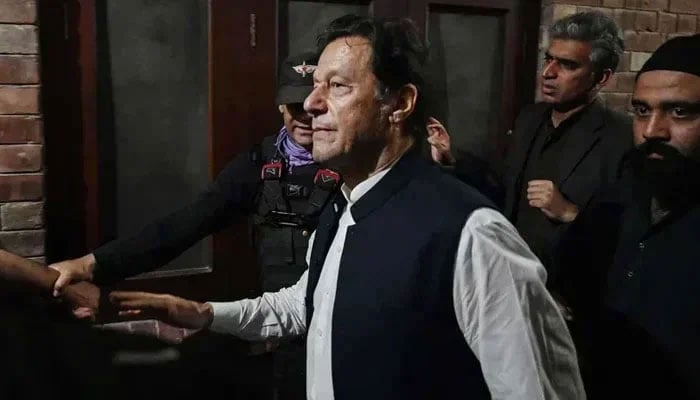 PTI founder Imran Khan  pictured after appearing at the Lahore High Court on March 17, 2023. — AFP