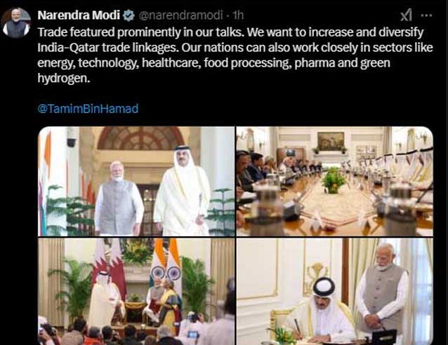 Qatar commits to investing $10bn in India after Modi, Al-Thani meeting