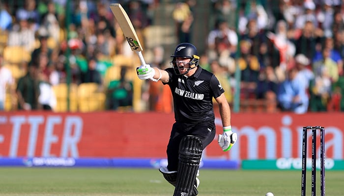 New Zealands Tom Latham reacts during first match of the ICC Champions Trophy 2025 at National Bank Stadium, Karachi, on February 19, 2025. — Reuters