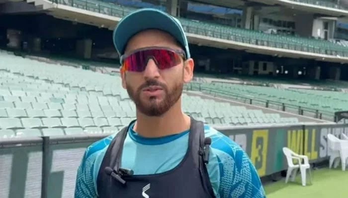 Pakistan white-ball team vice-captain Salman Ali Agha addressing the media persons at the Melbourne Cricket Ground (MCG). — Reporter