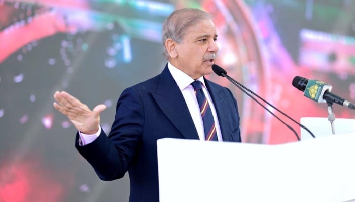 Prime Minister Muhammad Shehbaz Sharif addresses a ceremony in Islamabad, February 18, 2025. — APP