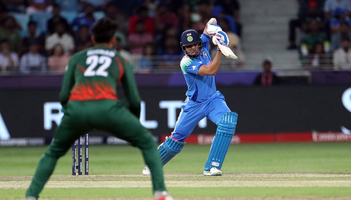 Indias Shubman Gill in action during the second match of the ICC Champions Trophy 2025 at Dubai International Stadium on February 20, 2025. — Reuters