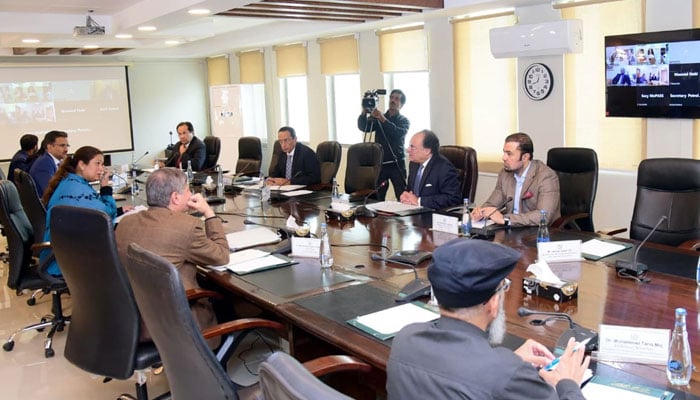 The Minister of Finance and Income, Senator Muhammad Aurangzeb chairs the meeting of the Economic Coordination Committee (ECC) of the Cabinet to the Finance Division on February 20, 2025. - PID