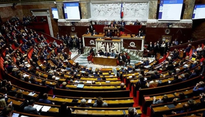 A general view shows the hemicycle as French Prime Minister Michel Barnier delivers a speech at the National Assembly in Paris, France, December 2, 2024. — Reuters