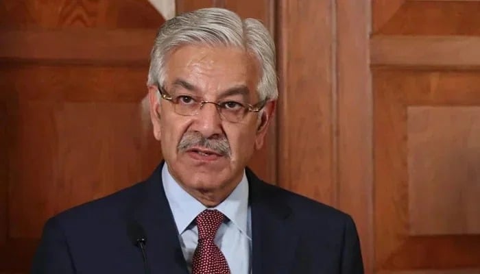 Defence Minister Khawaja Asif can be seen in this undated image. — APP/File