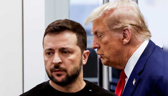 Republican presidential nominee and US President Donald Trump and Ukraines President Volodymyr Zelensky meet at Trump Tower in New York City, US, September 27, 2024. — Reuters