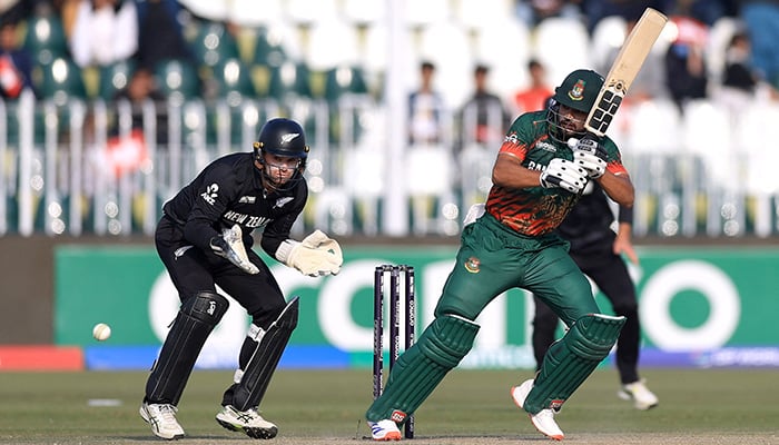 Bangladeshs Najmul Hossain Shanto in action during the ICC Champions Trophy 2025 match between Bangladesh and New Zealand at Rawalpindi Cricket Stadium on February 24, 2025. — Reuters