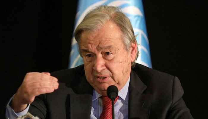 United Nations Secretary-General Antonio Guterres gestures as he attends a news conference in Beirut, Lebanon, December 21, 2021. — Reuters