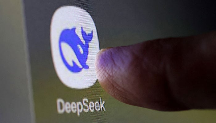 This representational image shows a finger tapping the DeepSeek icon on a screen. — Reuters/File