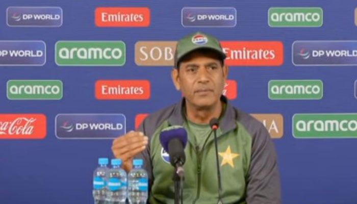 Pakistan mens cricket teams interim coach Aqib Javed speaks to the media on February 26, 2025. — Screengrab via Geo News