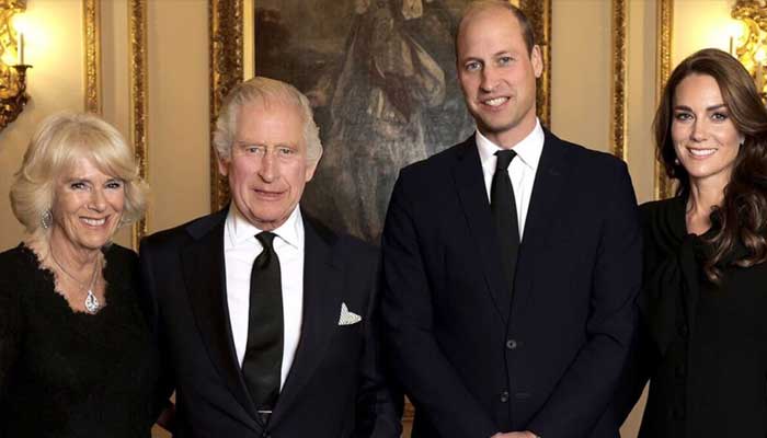 King Charles poses for picture with wife Queen Camilla, Prince William and Kate Middleton