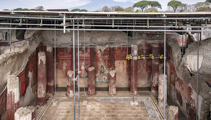 A general view of the site where a rare giant frieze that has just been uncovered in the ancient city of Pompeii, in this handout picture released on February 26, 2025. — Reuters