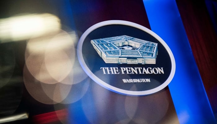 The Pentagon logo is seen behind the podium in the briefing room at the Pentagon in Arlington, Virginia, US, January 8, 2020. — Reuters