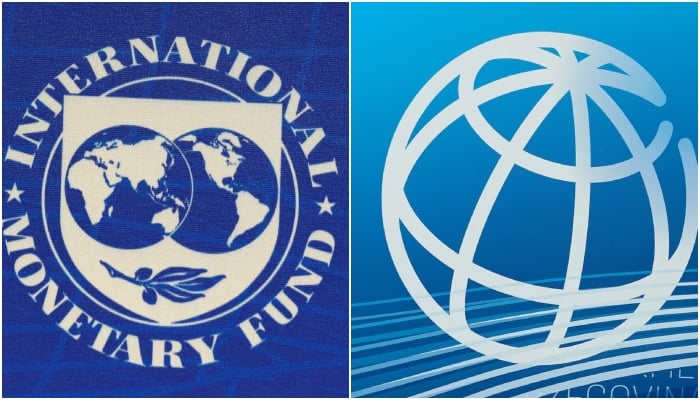 The logos of the IMF and the World Bank can be seen in this collage. — Reuters/File